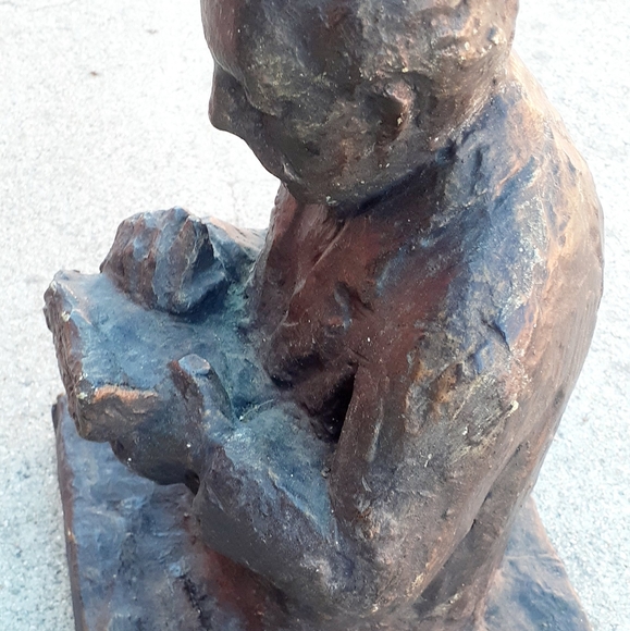 10" Antique chalkware ? Statue scholar philosopher - Picture 5 of 9